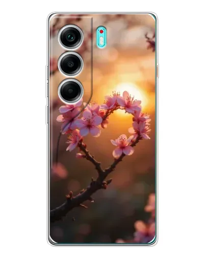 Чехол для TECNO Camon 40 с картинкой «Розовый цвет сердце на фоне заката» Чехол для TECNO Camon 40 с картинкой «Розовый цвет сердце на фоне заката»