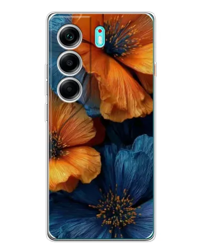 Чехол для TECNO Camon 40 с картинкой «Яркая сине-оранжевая флора» Чехол для TECNO Camon 40 с картинкой «Яркая сине-оранжевая флора»