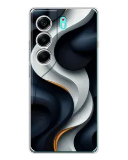 Чехол для TECNO Camon 40 с картинкой «Объемные черно-белые ленты» Чехол для TECNO Camon 40 с картинкой «Объемные черно-белые ленты»