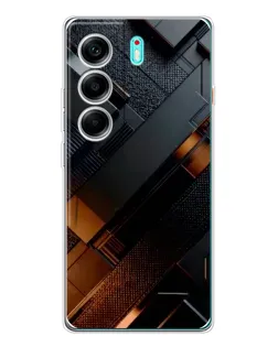 Чехол для TECNO Camon 40 с картинкой «Черные геометрические блоки»