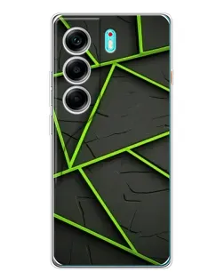 Чехол для TECNO Camon 40 с картинкой «Зеленые геометрические линии»