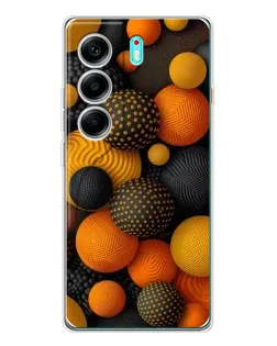 Чехол для TECNO Camon 40 с картинкой «Объемные оранжевые сферы»