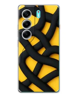 Чехол для TECNO Camon 40 с картинкой «Черное желтое переплетение»
