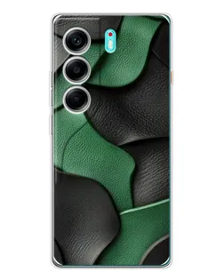Чехол для TECNO Camon 40 с картинкой «Зеленые кожаные волны»