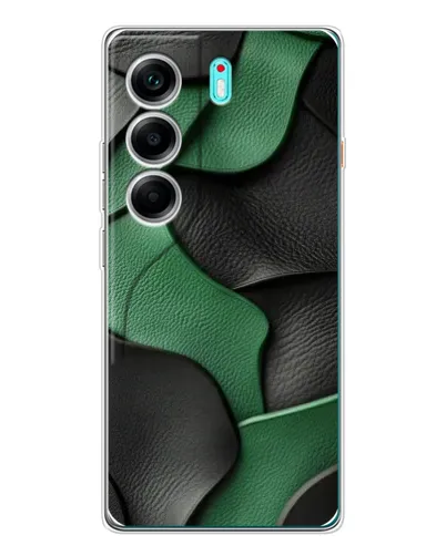 Чехол для TECNO Camon 40 с картинкой «Зеленые кожаные волны» Чехол для TECNO Camon 40 с картинкой «Зеленые кожаные волны»