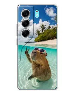 Чехол для TECNO Camon 40 с картинкой «Капибара на море»