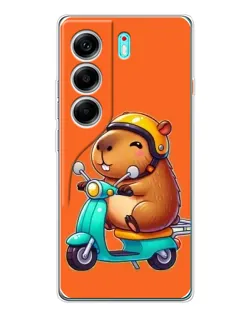 Чехол для TECNO Camon 40 с картинкой «Капибара на скутере»