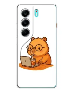 Чехол для TECNO Camon 40 с картинкой «Капибара с ноутбуком»