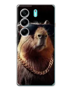 Чехол для TECNO Camon 40 с картинкой «Капибара золотая цепь»