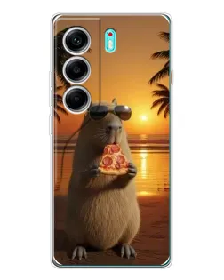 Чехол для TECNO Camon 40 с картинкой «Капибара с пиццей»