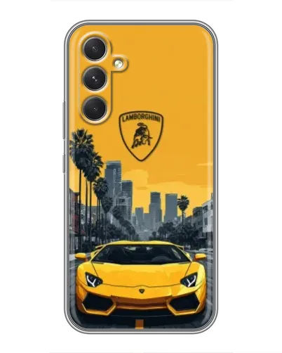 Чохол для TECNO Camon 50 з картинкою «Жовтий Lamborghini місто»