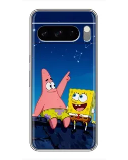 Чохол для TECNO Camon Slim з картинкою «Губка Боб та Патрік вночі»