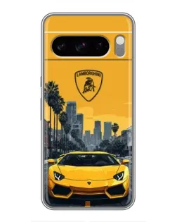 Чохол для TECNO Camon Slim з картинкою «Жовтий Lamborghini місто»