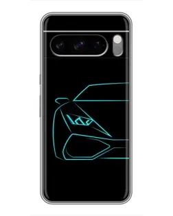 Чохол для TECNO Camon Slim з картинкою «Блакитний силует Lamborghini»