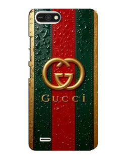 Чехол для TECNO POP 2F с картинкой «Gucci — фирменная полоса и золото»