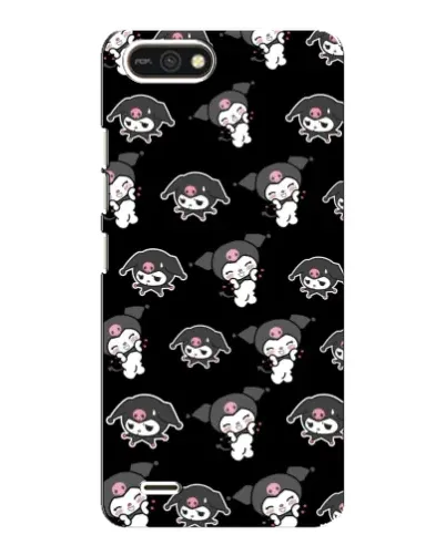 Чехол для TECNO POP 2F с картинкой «Черный паттерн Kuromi»