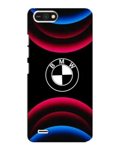 Чехол для TECNO POP 2F с картинкой «Логотип BMW и неоновые дуги»