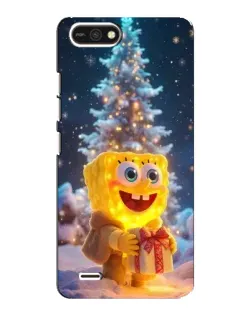 Чехол для TECNO POP 2F с картинкой «Рождественский Спанч Боб»