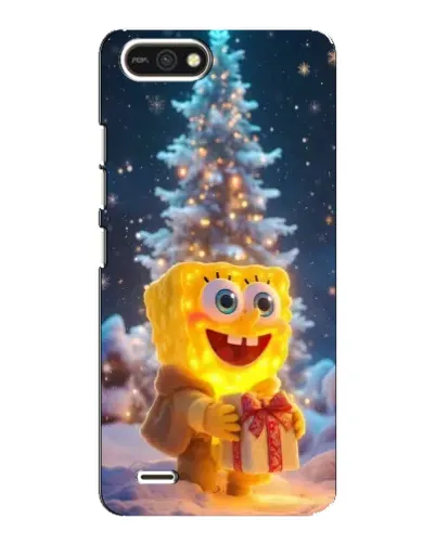 Чехол для TECNO POP 2F с картинкой «Рождественский Спанч Боб»