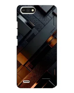 Чехол для TECNO POP 2F с картинкой «Черные геометрические блоки»