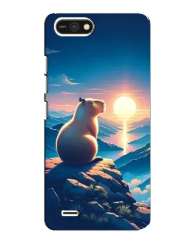 Чехол для TECNO POP 2F с картинкой «Закат солнца с капибарой»