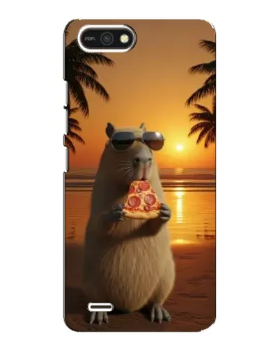 Чехол для TECNO POP 2F с картинкой «Капибара с пиццей»