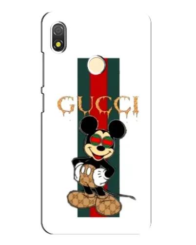 Чехол для TECNO POP 3 с картинкой «Микки Маус Gucci — полосы»