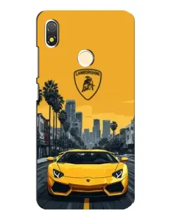 Чохол для TECNO POP 3 з картинкою «Жовтий Lamborghini місто»