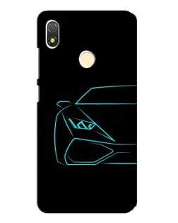 Чохол для TECNO POP 3 з картинкою «Блакитний силует Lamborghini»