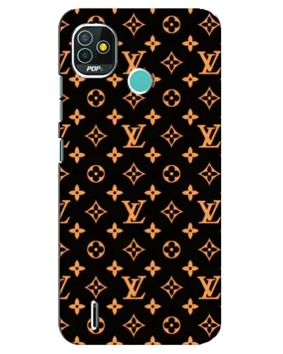 Чехол для TECNO Pop 4 LTE с картинкой «Золотая монограмма LV»