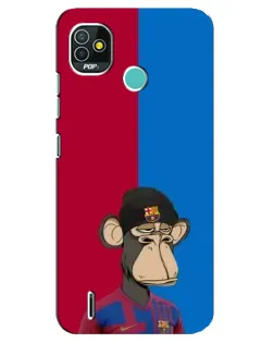 Чехол для TECNO Pop 4 LTE с картинкой «Bored Ape — фанат Барсы»