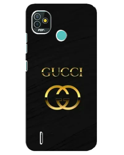 Чехол для TECNO Pop 4 LTE с картинкой «Золотой логотип Gucci»