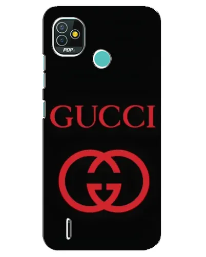 Чехол для TECNO Pop 4 LTE с картинкой «Gucci — красный логотип»