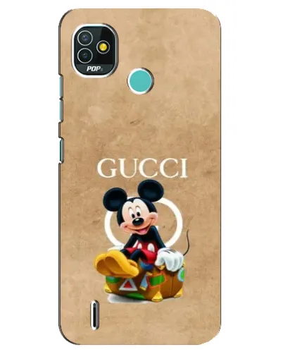 Чехол для TECNO Pop 4 LTE с картинкой «Микки Маус Gucci — крафт»