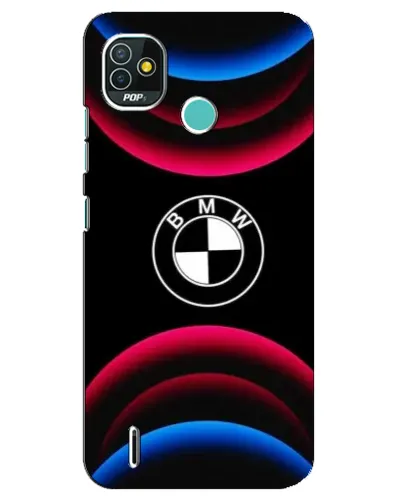 Чехол для TECNO Pop 4 LTE с картинкой «Логотип BMW и неоновые дуги»