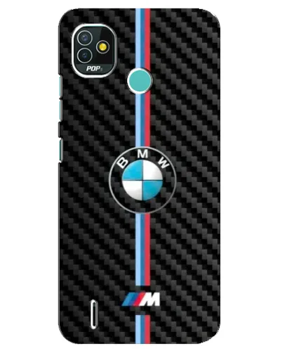 Чехол для TECNO Pop 4 LTE с картинкой «Эмблема BMW и карбон»