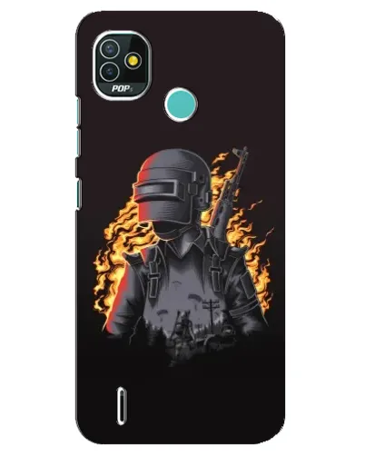 Чехол для TECNO Pop 4 LTE с картинкой «PUBG — огненный силуэт»