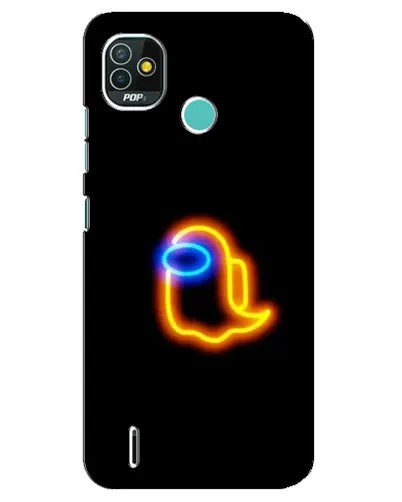 Чехол для TECNO Pop 4 LTE с картинкой «Among Us неоновое сияние»