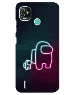 Чехол для TECNO Pop 4 LTE с картинкой «Among Us неон-арт»