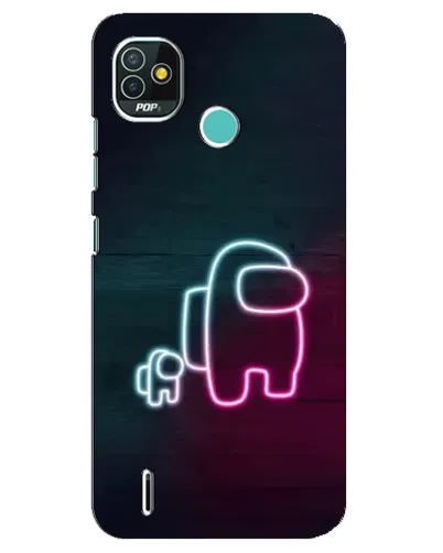Чехол для TECNO Pop 4 LTE с картинкой «Among Us неон-арт»