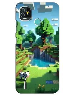Чехол для TECNO Pop 4 LTE с картинкой «Minecraft летний день»