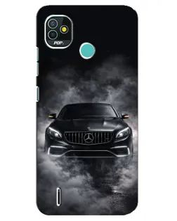 Чехол для TECNO Pop 4 LTE с картинкой «Mercedes в дыму»