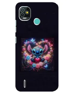 Чехол для TECNO Pop 4 LTE с картинкой «Stitch в цветах» Чехол для TECNO Pop 4 LTE с картинкой «Stitch в цветах»