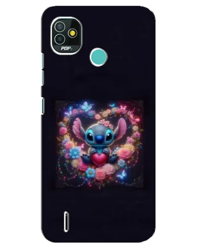 Чехол для TECNO Pop 4 LTE с картинкой «Stitch в цветах»