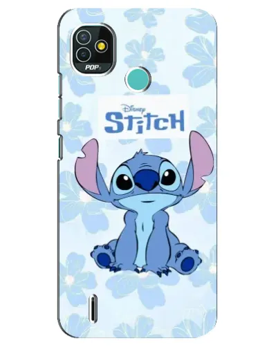 Чехол для TECNO Pop 4 LTE с картинкой «Stitch среди цветов»