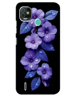 Чехол для TECNO Pop 4 LTE с картинкой «Фиолетовые цветы с росою» Чехол для TECNO Pop 4 LTE с картинкой «Фиолетовые цветы с росою»
