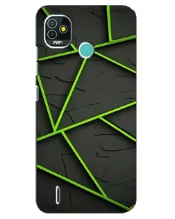 Чехол для TECNO Pop 4 LTE с картинкой «Зеленые геометрические линии»