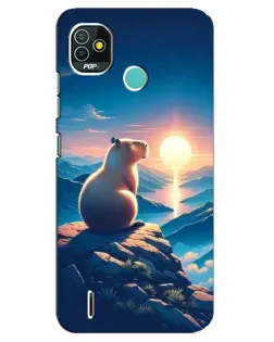 Чохол для TECNO Pop 4 LTE з картинкою «Захід сонця з капібарою»