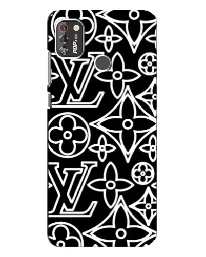 Чехол для TECNO POP 4 Pro с картинкой «Черно-белый узор LV»