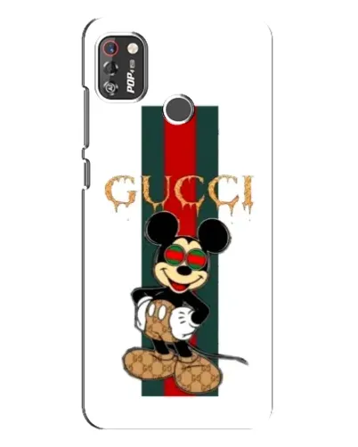 Чехол для TECNO POP 4 Pro с картинкой «Микки Маус Gucci — полосы»